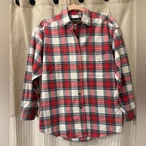 Woolrich Red and White Plaid Flannel Women's Button Down Shirt